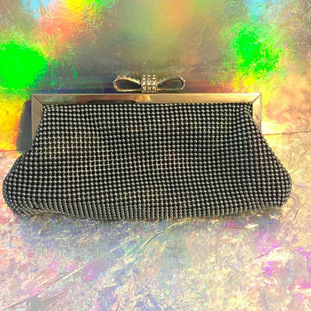 Leko London Metal evening clutch w crossbody chain